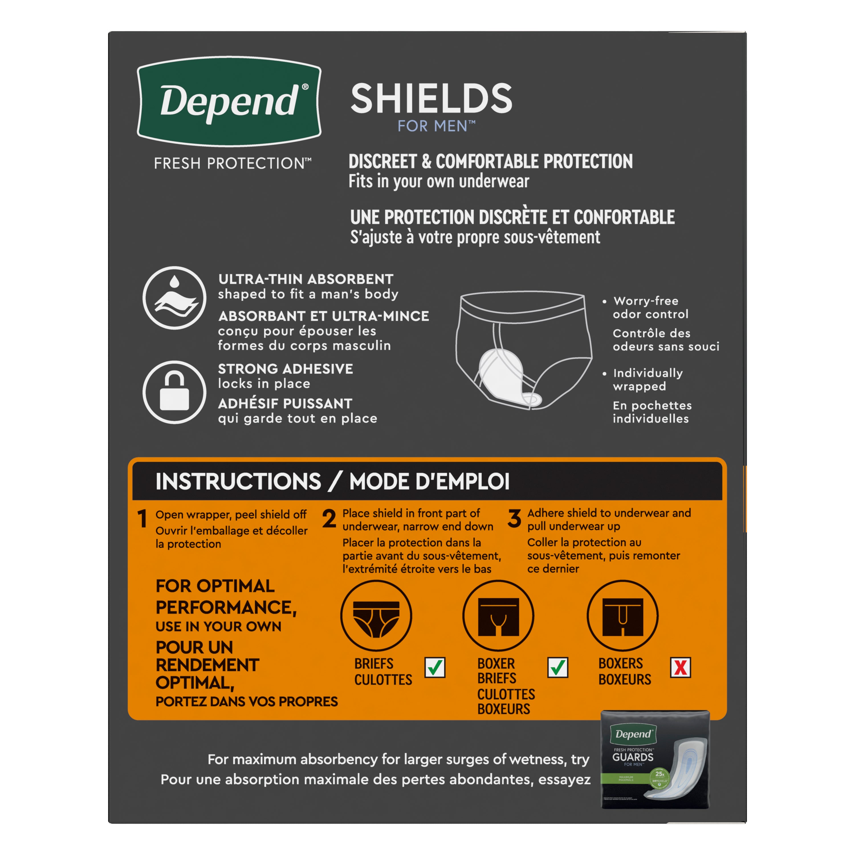 Depend Premium Incontinence Light Male Shields