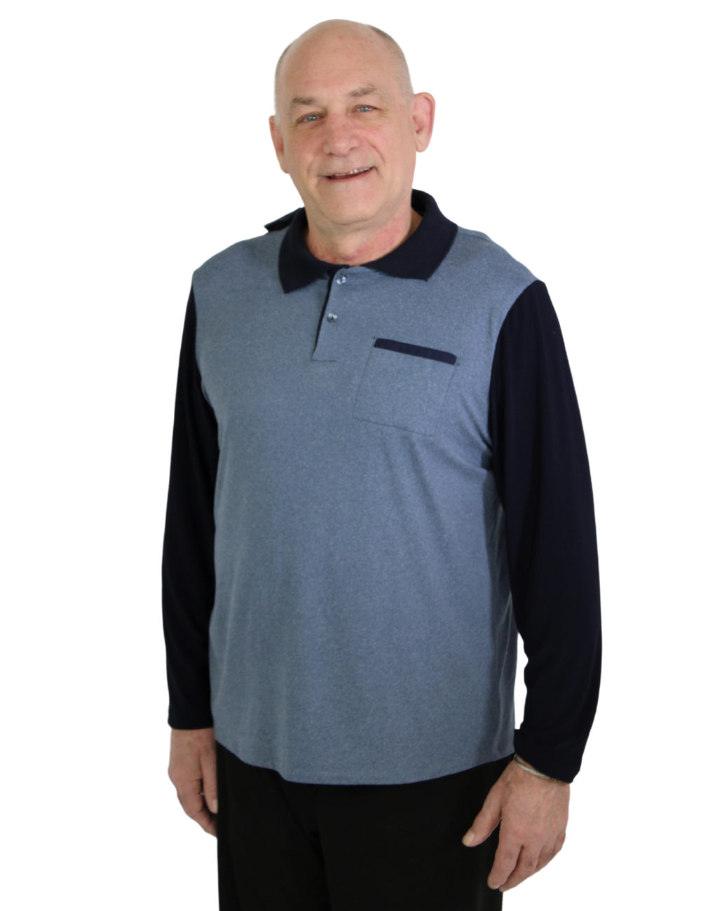 Navy blue long hot sale sleeve polo shirt
