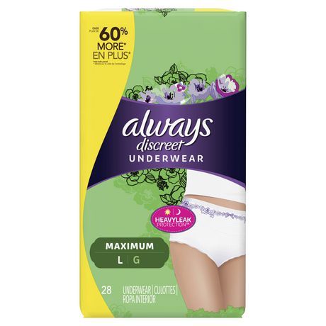 Always Discreet Incontinence Underwear Women L Overnight 14's