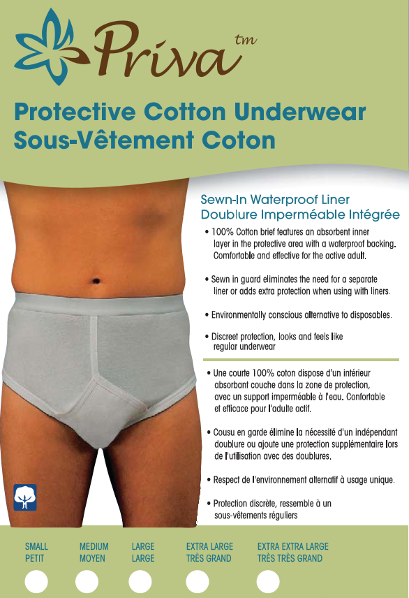 Priva Ladies’ Protective Cotton Underwear With Sewn-In Waterproof Liner