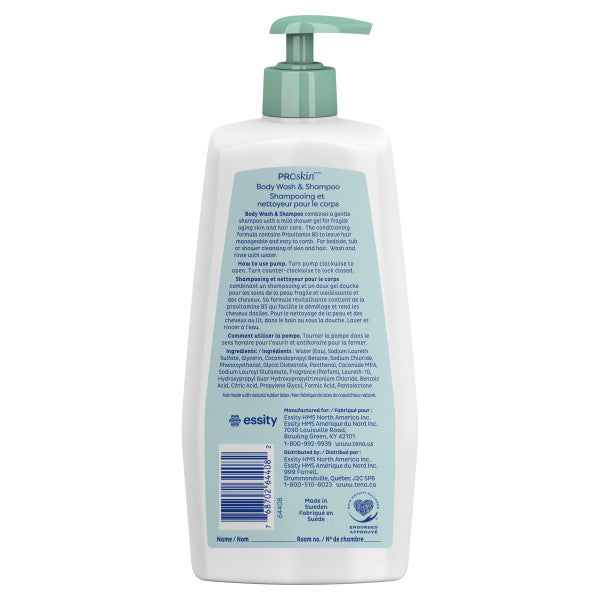 TENA Scent Free Body Wash & Shampoo, 1L