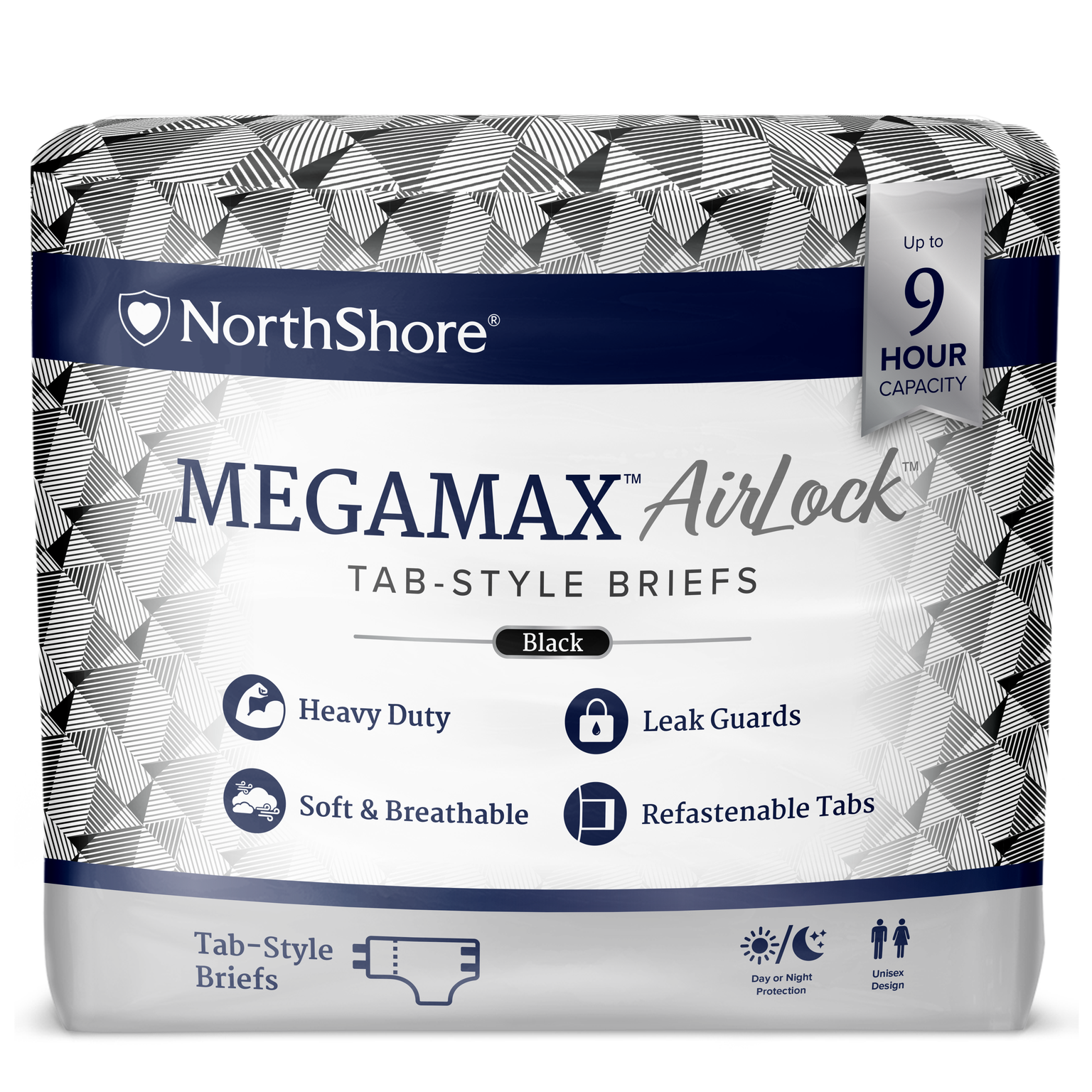 NorthShore MegaMax AirLock Lite Breathable Diaper Style Briefs with Tabs