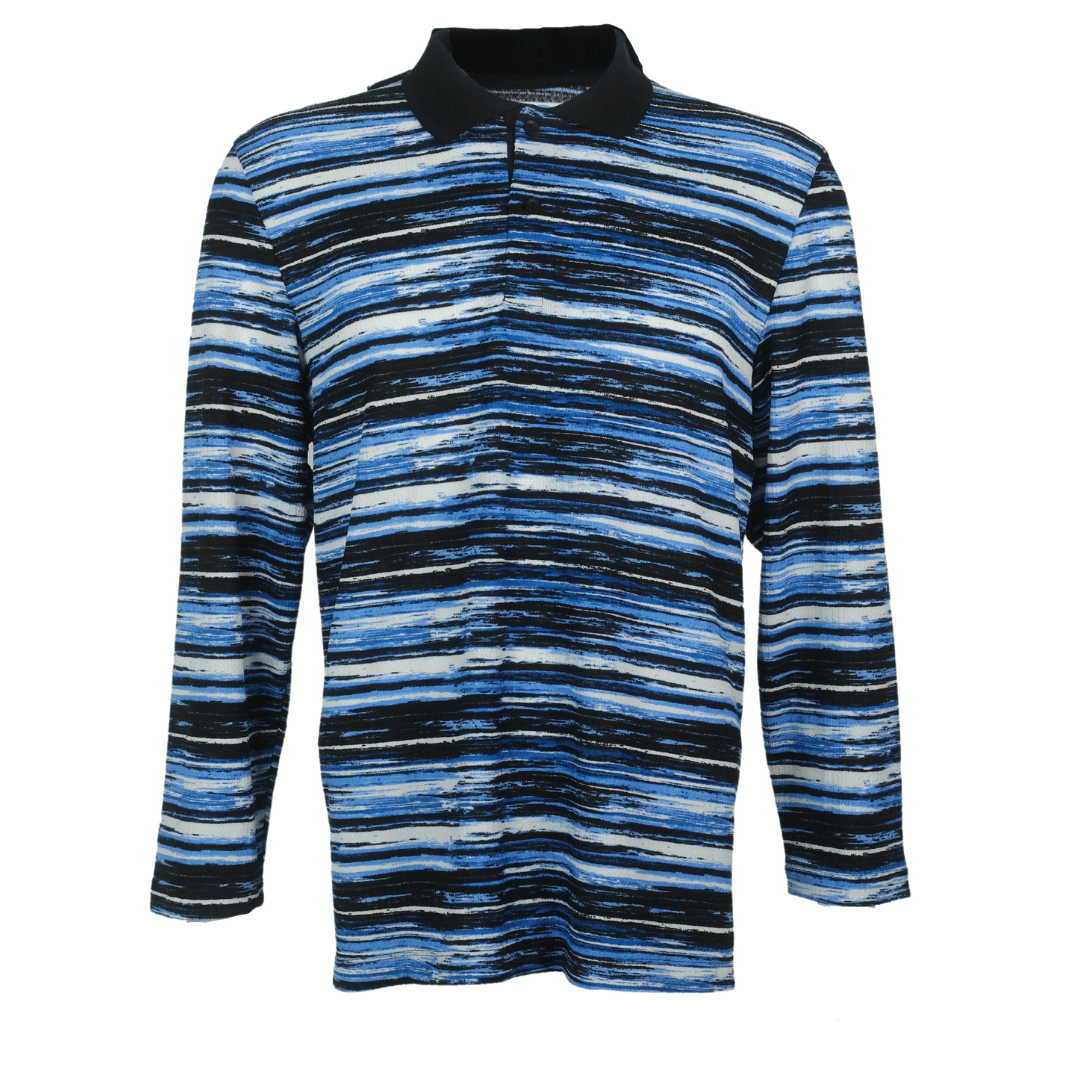 Men's Adaptive Long Sleeve Polo- Navy/Denim