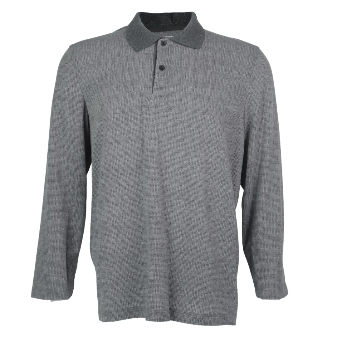 Men's Adaptive Long Sleeve Polo- Light Grey Mix