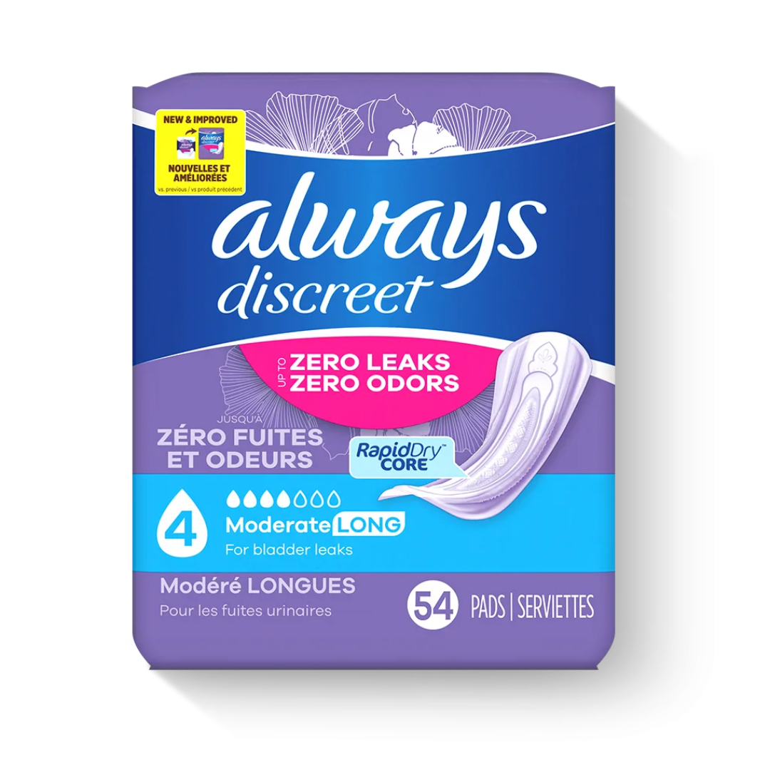 Always Discreet Moderate Long Length Pads