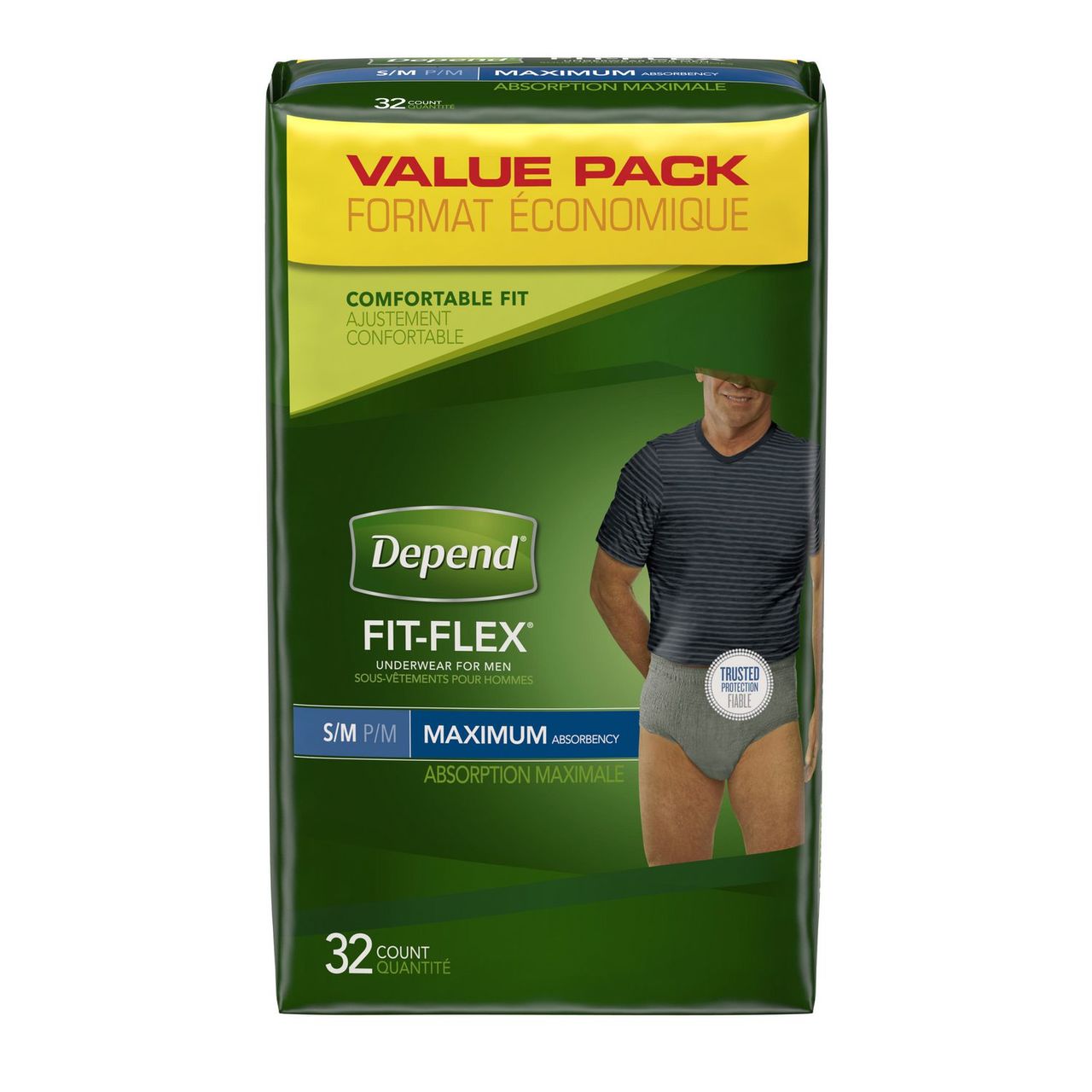 Depend Flex-Fit for Men Maximum Absorbency Underwear S/M 32pk