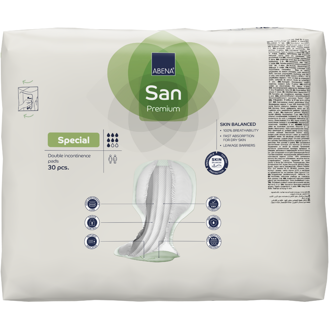 Abena Abri-San Premium – Assorbente Anatomico Unisex Per Incontinenza Leggera, 650 Ml, Traspirante