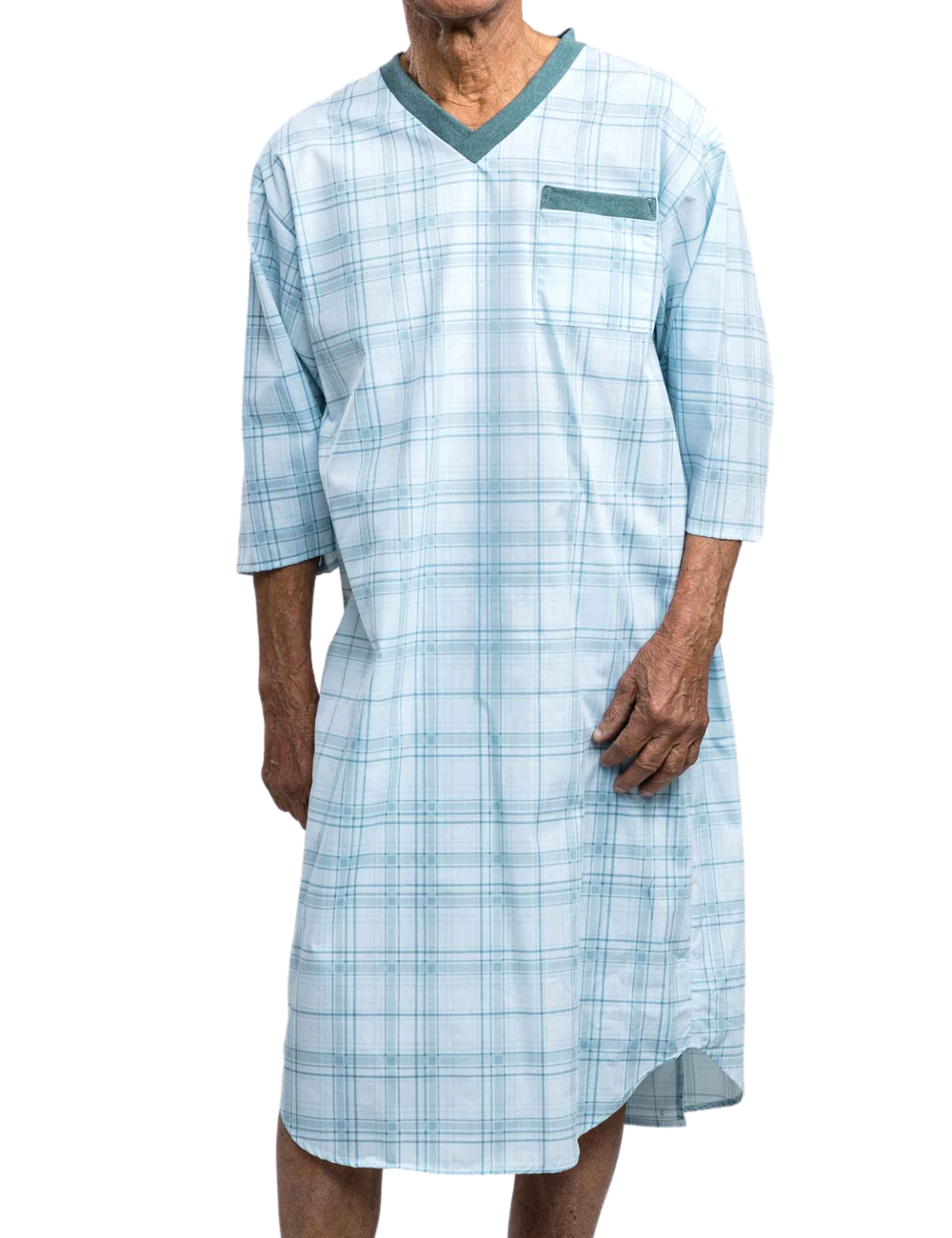 Adaptive Poly-Cotton V-Neck Nightshirt - Set of 3