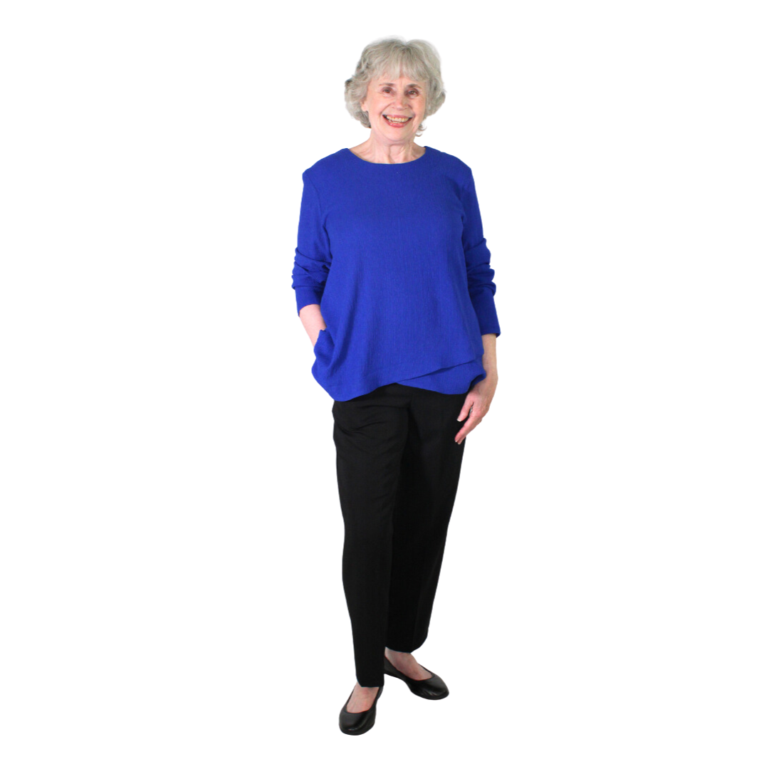 Healthwick Women s Elastic Waist Petite Pull Up Pants Navy Small