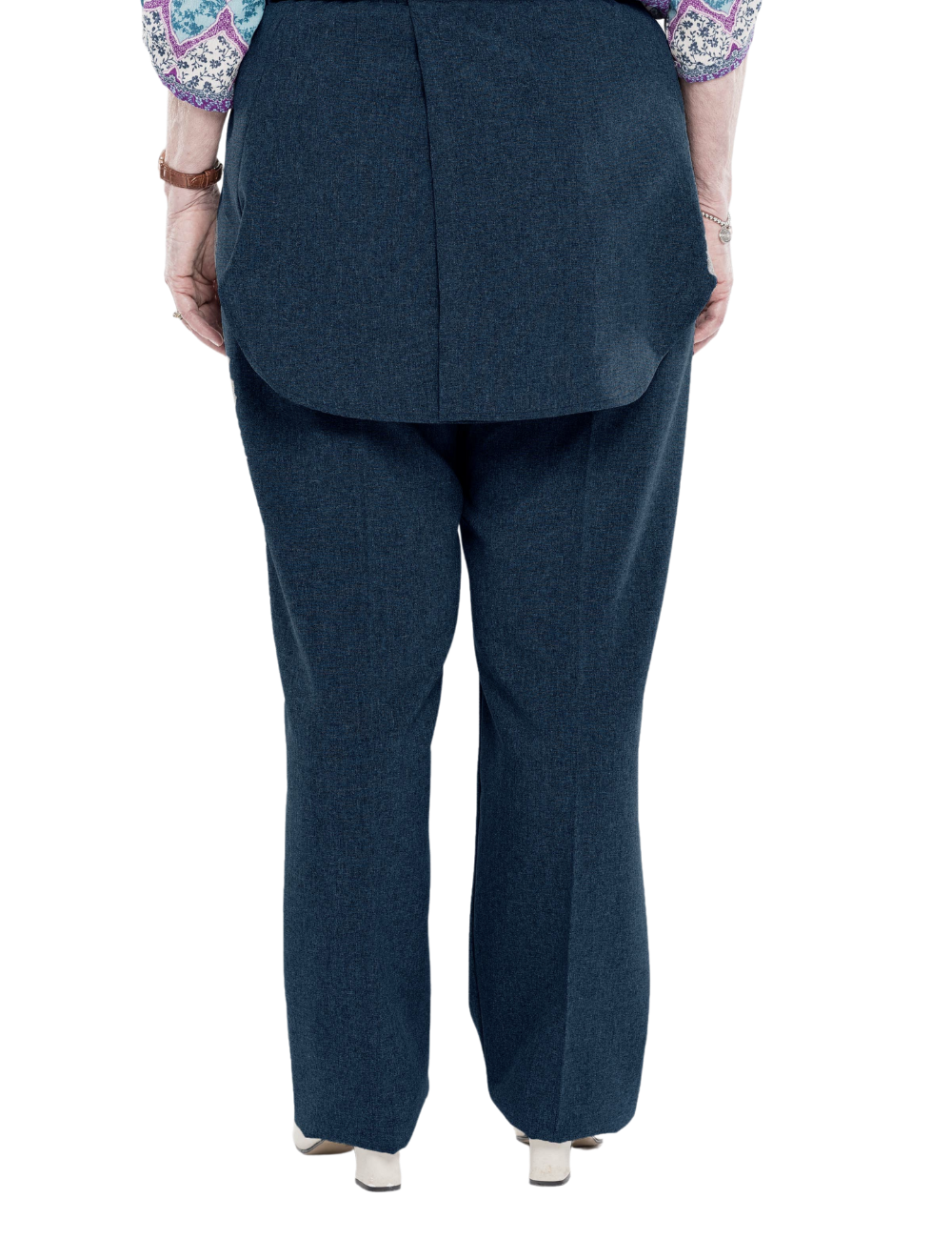 Adaptive Open Back Melange Texture Pants - Navy