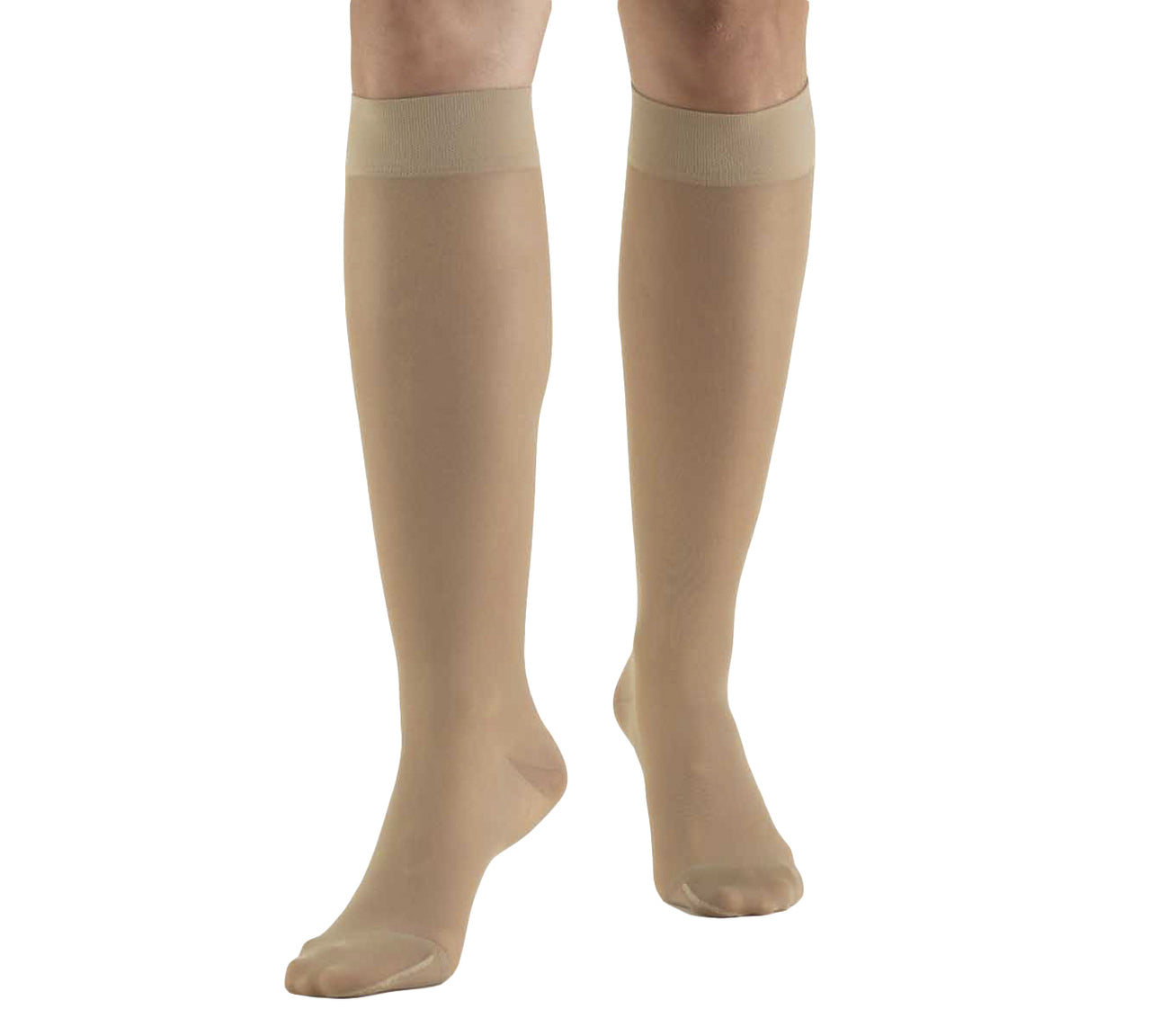CURAD Knee Compression Hosiery 15-20mmHg Tan F Regular 1Pr